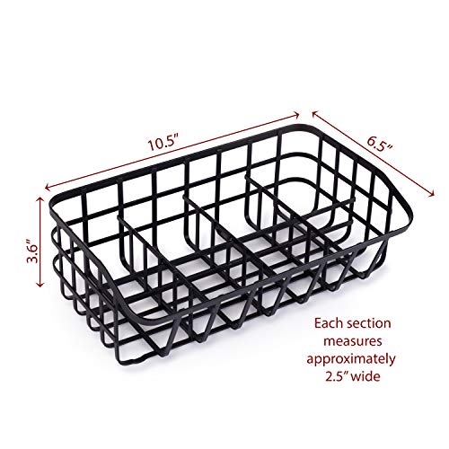 Tea Bag Organizer Caddy - Metal Tea Box Storage Holder for Tea, Cups, Pods, Packets, Condiment Accessories - Black