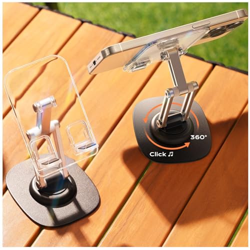LISEN for iPhone Stand for Desk Portable Cell Phone Stand for Desk 360 Adjustable for iPhone Holder for Desk Foldable Acrylic Aesthetic Desk Accessories for iPhone 15 14 13 Pro Max Switch Kindle 4-11"