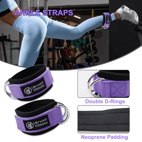 J Bryant Fitness Barbell Pad Kit with Ankle Straps for Cable Machine Resistance Hip Band for Booty Workout and Weight Lifting Straps, Thick Squat Pad with Bag for Hip-Thrusts, Squats, and Bench Press