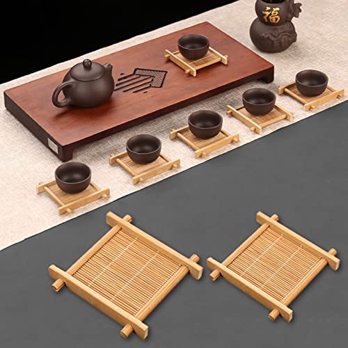 Cup Coasters 1pc Heat Insulation Saucer Bamboo Tea Cup Mat Trays Coaster Placemat Cup Tablewear Holder Dish Pot Pads Home Kitchen Accessories