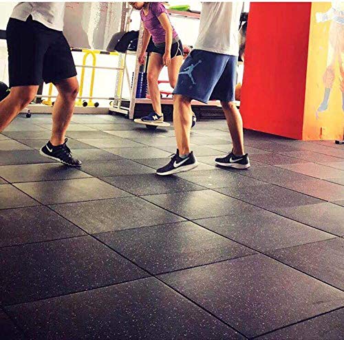 MYOYAY 25MM 4PCS Eco-Sports Interlocking Tiles 20"x20"x1” Thick Interlocking Rubber Gym Flooring Eco-Sport Rubber Floor Tiles Gym Rubber Flooring Mats Heavy Duty Rubber Exercise Equipment Mats