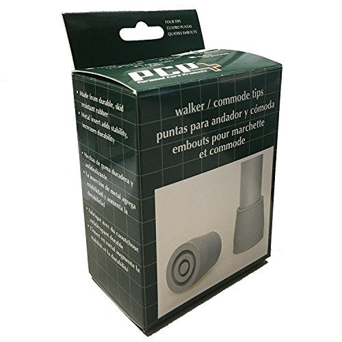PCP Replacement Walker or Commode Tips, 1 inch / 2.5 cm Diameter (Gray, Set of 4)