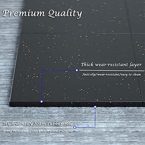 Nisorpa Rubber Exercise Equipment Mats, 4 Pcs Heavy Duty Shock Absorbent Rubber Gym Floor Tiles, 20" x 20'' Anti-Slip Rubber Mats for Home Gym Floor