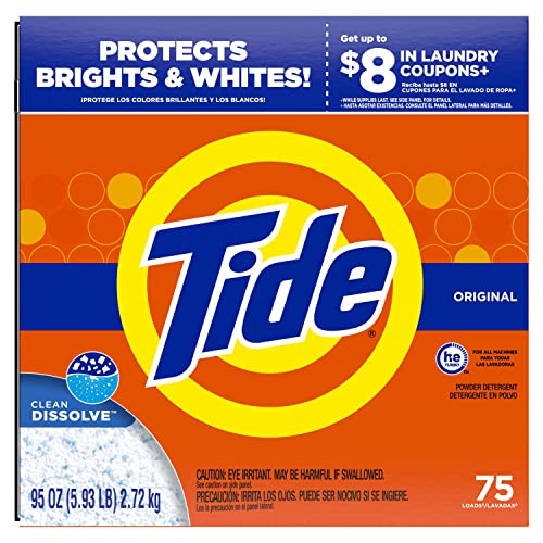 Tide Original HE Turbo Powder Laundry Detergent, 95 Oz (Packaging May Vary)