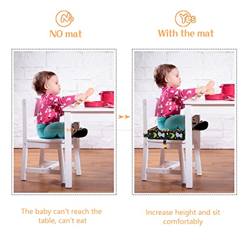 Toddler Booster Seat for Dining Table, Stronger Support Non-Slip Bottom Double Safe Straps Booster Seat Dining Toddler, Portable Travel Increasing Cushion (Black)