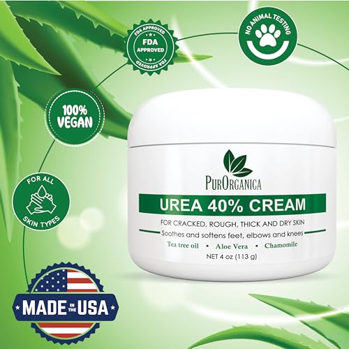 Urea 40% Cream – Made in USA – Foot Cream for Thick, Cracked, Rough, Dead & Dry Skin - Corn, Callus and Dead Skin Remover, Toenail Softener, Moisturizer For Feet, Elbows, Hands and Knees