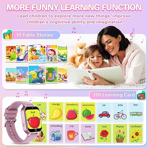 HD Touchscreen Smartwatch for Girls Ages 5-12 - With 26 Games, Video Camera, Music, Pedometer and More - Fun Educational Birthday Gift