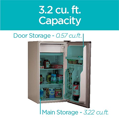 BLACK+DECKER BCRK32V Compact Refrigerator Energy Star Single Door Mini Fridge with Freezer, 3.2 Cubic Ft., VCM, Gray