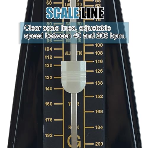 GLEAM Metronome - Mechanical Spring Power with Free Bag for Piano Guitar Violin Drums and Other Instruments Loud Sound Black
