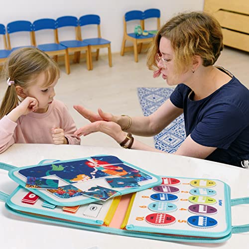 Busy Board Sensory Toys for Toddlers 1 2 3 4, Toddler Travel Activities Educational Toys, Montessori Toys for 2 3 4 Year Old Girls Gift, Mermaid