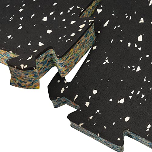 1" Thick 10.76 Sq Ft Exercise Equipment Mats 4Pcs Rubber Top High-Density Exercise Gym Mats Interlocking Puzzle Floor Tiles for Home Gym Heavy Workout Equipment Flooring (White dot)