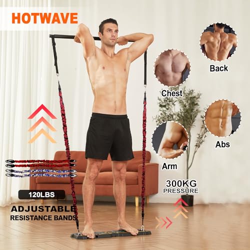 HOTWAVE Portable Workout Equipment with 20 Gym Accessories.Push Up Board &Plank,Resistance Bands with Ab Roller Wheel,Full Body Exercise at Home For Men and Women