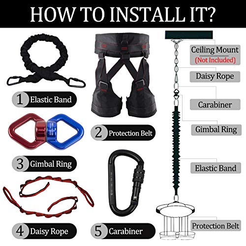 DASKING Upgraded Version Heavy Yoga Bungee Rope Resistance Belt Bungee Workout Training Tool Equipment for Home Gym Yoga