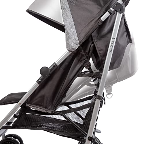 Summer Infant 3Dlite ST Convenience Stroller, Black & Gray - Lightweight Stroller with Steel Frame, Large Seat Area, Multi-Position Recline, Storage Basket - for Travel and More
