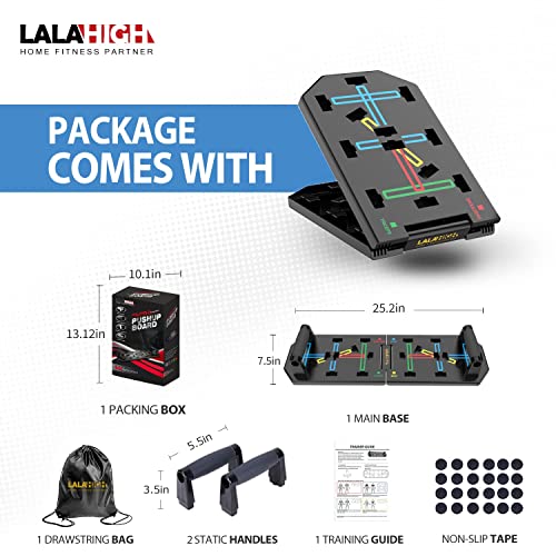 LALAHIGH Portable Home Gym System: Large Compact Push Up Board, Pilates Bar & 20 Fitness Accessories with Resistance Bands & Ab Roller Wheel - Full Body Workout for Men and Women, Gift for Boyfriend
