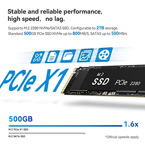 Beelink Mini S12 Pro Mini PC, 12th Intel Alder Lake-N100 (up to 3.4GHz, TDP 6W), 16GB DDR4 RAM 500GB PCIEx1 SSD, Mini Computer Support 4K@60Hz Dual Display/WiFi 6/BT 5.2/USB 3.2/HTPC/Family-NAS
