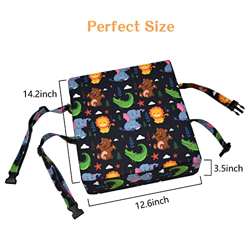 Toddler Booster Seat for Dining Table, Stronger Support Non-Slip Bottom Double Safe Straps Booster Seat Dining Toddler, Portable Travel Increasing Cushion (Black)
