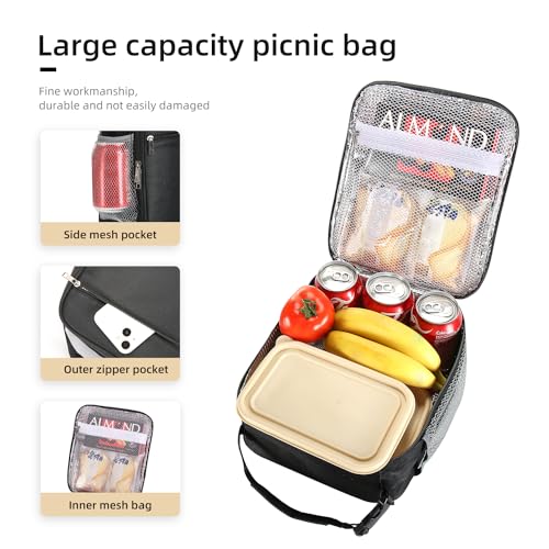 Lunch box Lunch bag for men women Large capacity Lunchbox Reusable Lunch bags Insulated Lunch bag Lunch box cooler (Black)