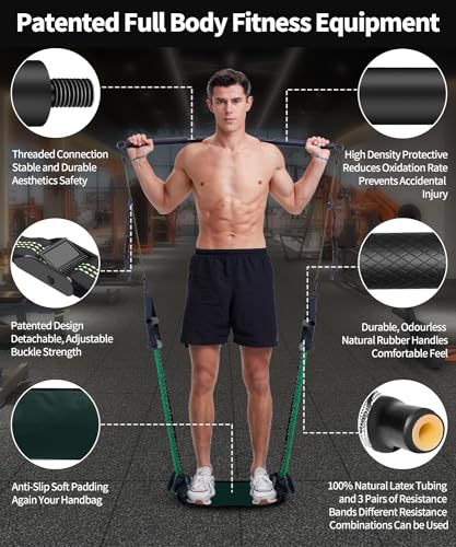 WeluvFit Home Gym Equipment - Portable Multi-Functional Core Strength Training / All in 1 Handbag at Home Gym | Pilates Bar Kit with Resistance Bands | Removable Abs & Adjustable Straps |for Travel
