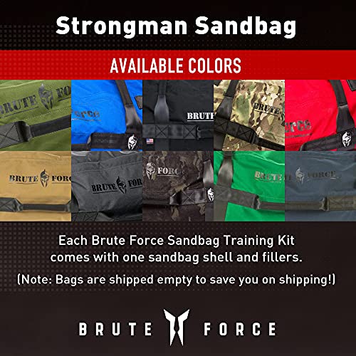 Brute Force Strongman Sandbag, Adjustable, Weighted Heavy Bag, Workout Equipment for Home Gym, Strength Training and Weight Lifting, Sandbags for Working Out, Made in USA, Army Green, 75-125 lbs
