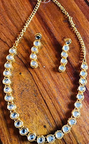 Touchstone "Contemporary Kundan Collection Indian bollywood elegant Kundan polki look light jewelry necklace set in gold tone for women
