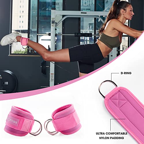 Barbell Squat Pad for Standard Set, Work Out Set Gym Equipment Accessories for Women, 7Pcs Barbell Pad for Hip Thrust with 2 X Gym Ankle Straps & 3 X Booty Resistance Bands & 1X Carry Bag