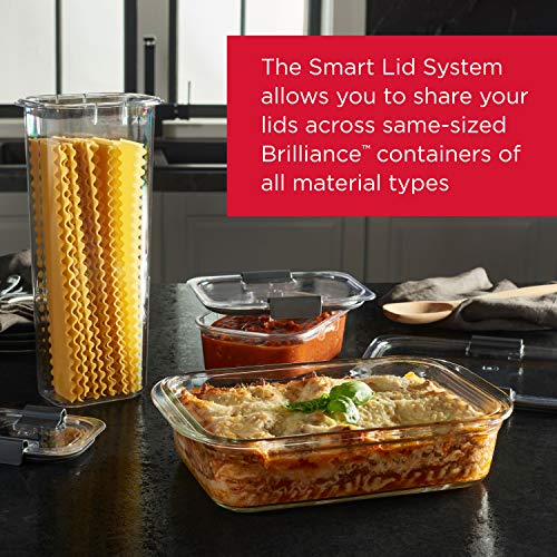 Rubbermaid Brilliance Glass Storage Food Containers with Lids (18 Pieces Total), Set of 9 (Varied Sizes), Clear, 9 Count
