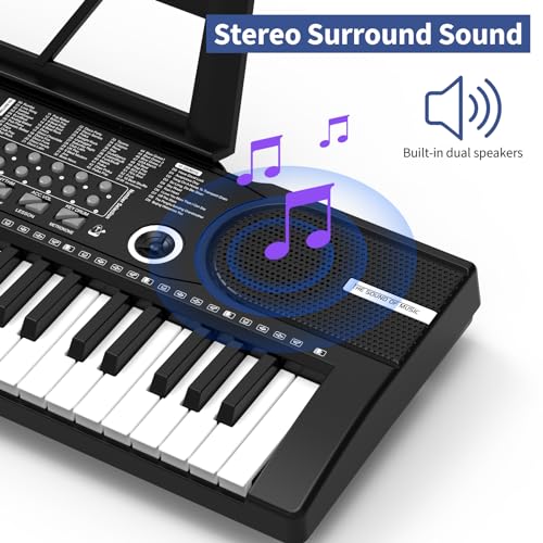61 key keyboard piano, Electronic Digital Piano with Built-In Speaker Microphone, Sheet Stand and Power Supply, Portable piano Keyboard Gift Teaching for Beginners