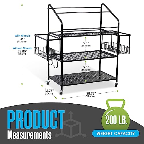 Houseables Weight Rack for Home Gym, Home Gym Storage Rack, 39"x16", 200LB Capacity, Metal, Dumbbell Rack, Workout Equipment Storage, Yoga Mat Stand, Organizer for Dumbbells, Weights, Kettlebell, Band