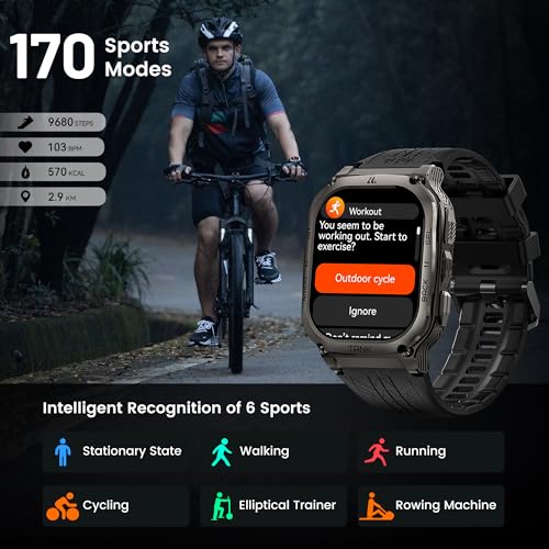 KOSPET Smart Watch for Men, 60-Day Long Battery Life, 50M Waterproof, Rugged Military(Full Metal), Answer/Make Call, Compatible for Android and iOS, 1.96'' AMOLED Always-on Display, AI Voice Assistant