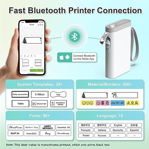 Label Maker Machine with Tape, P21 Bluetooth Label Printer, Wireless Mini Label Makers with Multiple Templates for Organizing Office Home, White
