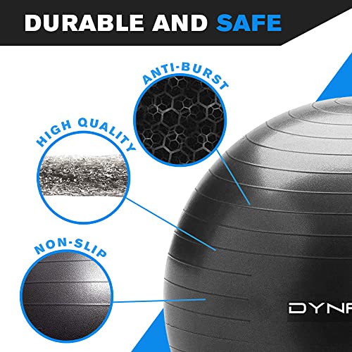 Exercise Ball – Extra Thick Eco-Friendly & Anti-Burst Material Supports over 2200lbs, Stability Ball for Home, Yoga, Gym Ball, Birthing Ball, Physio Ball, Swiss Ball, Physical Therapy or Pregnancy