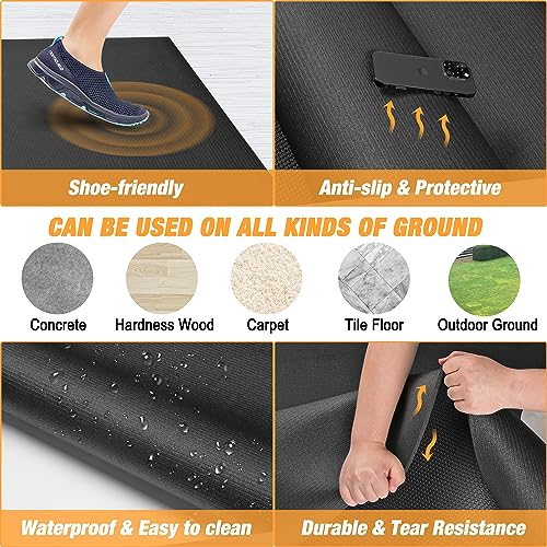 Extra Large Exercise Mat for Home Workout, 8'x6'/10'x6'/12'x6' Ultra Durable, Non-Slip, Thick Workout Mat for Home Gym, High-Density Fitness Mat for Jump Rope, Weights, Cardio, Stretch, Shoe-Friendly