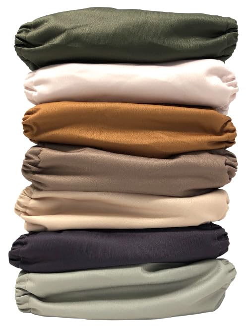 Nora's Nursery Cloth Diapers 7 Pack with 7 Inserts & 1 Wet Bag - Waterproof Cover, Washable, Reusable & One Size Adjustable Pocket Diapers for Newborns and Toddlers - Down to Earth