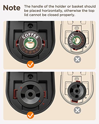 Famiworths Mini Coffee Maker Single Serve, Instant One Cup for K Cup & Ground Coffee, 6 to 12 Oz Brew Sizes, Capsule Coffee Machine with Water Window and Descaling Reminder, Black