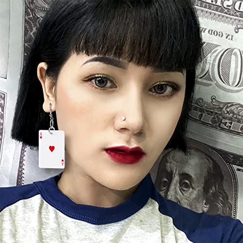 Playing Card Earrings Poker Drop Earrings Charms Fashion Leisure Casino Games Style Hip Hop Jewellery Earring for Women Girls Party 1Pair
