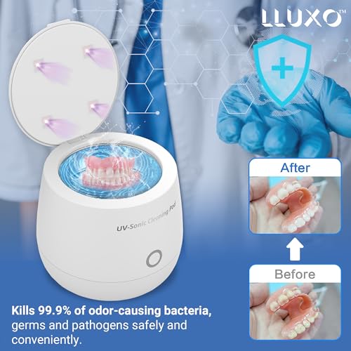 LLUXO's Ultrasonic and UV Cleaning Machine for Aligners, Dentures, Retainers, Trays, Mouth Guards, and all dental appliances; Jewelry, Diamonds, Watches, Coins and more