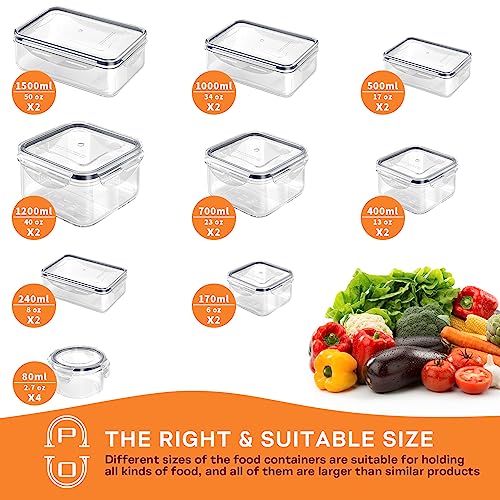 40 PCS Food Storage Containers with Lids Airtight (20 Containers & 20 Lids), Plastic Storage Meal Prep Container-Stackable 100% Leakproof & BPA-Free Organization and Storage Sets, Lunch Containers