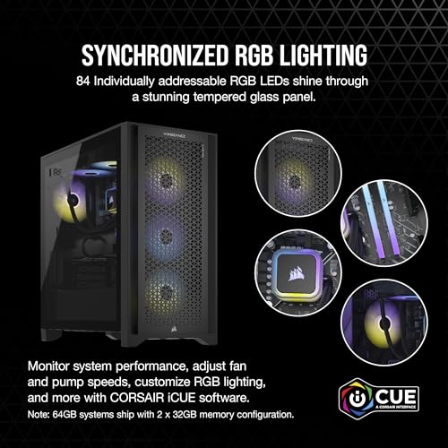 Corsair Vengeance i7500 Series Gaming PC - Liquid Cooled Intel Core i9 14900KF CPU - NVIDIA GeForce RTX 4090 GPU - 64GB Vengeance RGB DDR5 Memory - 2TB M.2 SSD - Black