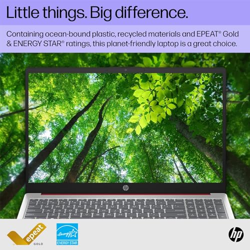 HP 15.6" Portable Laptop (Include 1 Year Microsoft 365), HD Display, Intel Quad-Core N200 Processor, 16GB RAM, 128GB Storage, Wi-Fi 5, Webcam, HDMI, Numeric Keypad, Windows 11 Home, Red