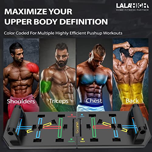 LALAHIGH Portable Home Gym System: Large Compact Push Up Board, Pilates Bar & 20 Fitness Accessories with Resistance Bands & Ab Roller Wheel - Full Body Workout for Men and Women, Gift for Boyfriend