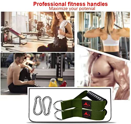 Heavy Duty Gym Exercise Handles Attachment for Cable Machine,Resistance Band,Pulley System Home Fitness Workout Equipment, with Elastic Rubber Grip and 2 Large Carabiners