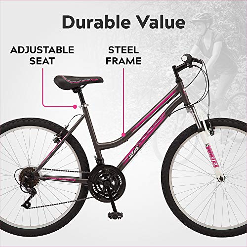 Pacific Mountain Sport Bike for Adult Youth Men Women, 24-26-Inch Wheels, 18-Speed Twist Shifters, Linear Pull Brake, Front Suspension, and Steel Frame
