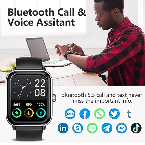 Smart Watch for Men and Women - Alexa Built-in Smartwatch with Heart Rate, Sleep and Blood Oxygen Monitor,24/7 Heart Rate Auto Image Correction, Portable Smartwatch Dynaudio Speakers (Black)