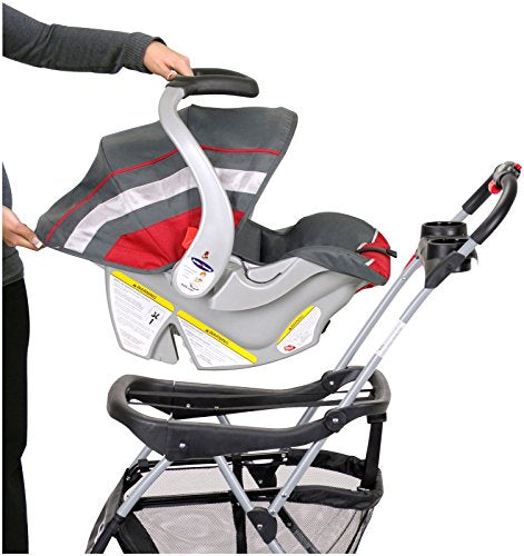 Baby Trend Snap N Go EX Polyester Lightweight Foldable Universal Single Infant Car Seat Carrier with 2 Cup Holder and Covered Compartment, Black