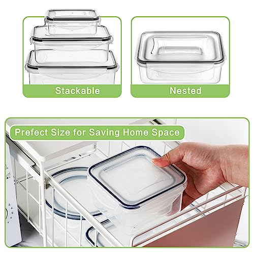 32 Pieces Food Storage Containers Set with Snap Lids (16 Lids + 16 Containers), Plastic Containers, BPA-Free Lunch Container Bento Box for Home, Black