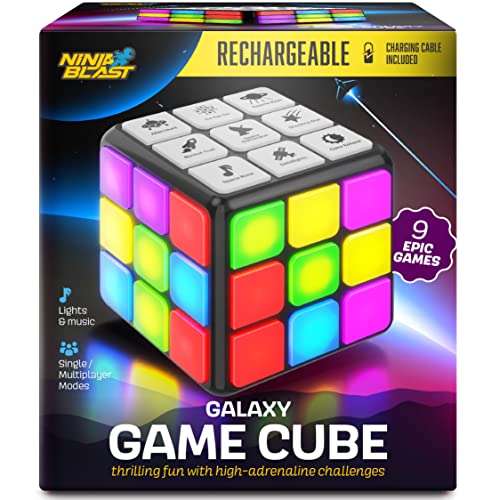 Rechargeable Game Activity Cube - 9 Fun Brain & Memory Games - Cool Toys for Boys and Girls - Birthday Gifts for Ages 6-12+ Year Old Kids Tweens & Teens - Best Boy & Girl Toy Gift Ideas