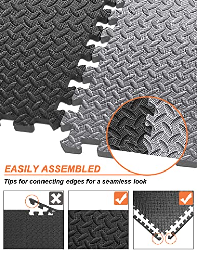 innhom 12/24/48 Tiles Gym Flooring Gym Mats Exercise Mat for Floor Workout Mat Foam Floor Tiles for Home Gym Equipment Garage