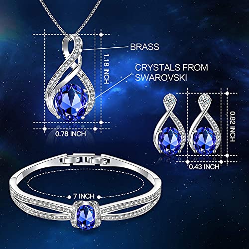 Menton Ezil Charming Crystal Jewelry Sets For Women 18K White Gold Plating Bracelet Necklace And Earrings Sets For Wife Girlfriend Or Mothers Idea Gift For Mother's day