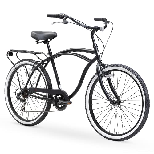 sixthreezero Around The Block Men Beach Cruiser Bike, 1/3/7/21 Speed Bicycles, 26"/24" Wheels, Multiple Colors